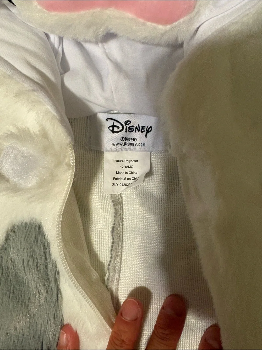 Disney White and Gray Pig Plush Hooded One-Piece Footie
